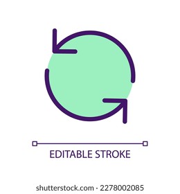 Reload pixel perfect RGB color ui icon. Translation in process. Synchronization. Simple filled line element. GUI, UX design for mobile app. Vector isolated pictogram. Editable stroke. Arial font used