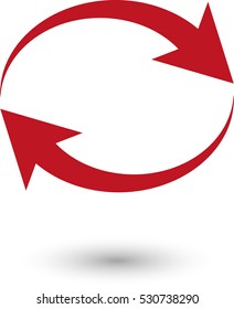 Reload - red vector  icon with shadow