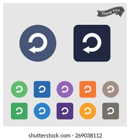 reload refresh rotation loop pictogram. flat solid color background circle and rectangular background. vector illustration