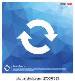 reload refresh rotation loop pictogram icon. Blue geometric pattern, triangles background, polygonal design. Polygon geometric. Vector illustration