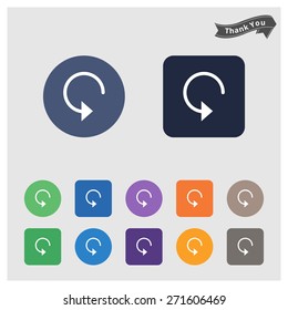 reload refresh rotation loop pictogram. Arrow sign icon. Navigation symbol. Round circle buttons with frame. isolated arrow icon. Vector illustration template design