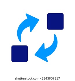 Reload, refresh, rotation, loop, repetition, reset. Adaptive. Refresh Browser Shortcut. Blue arrows vector. Reload Sign. Arrow sign. direction icon. Navigation button. Reverse. 
