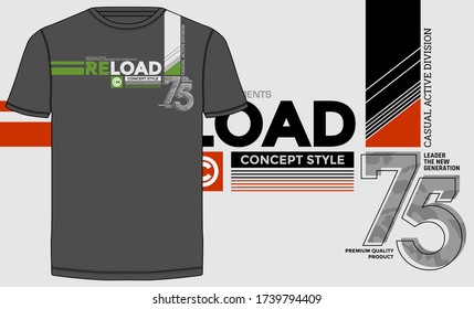 Reload stylish typography slogan for t-shirt. Leader The New Generation. Abstract design with the lines and the camouflage style. Vector print, typography, poster. Global swatches.