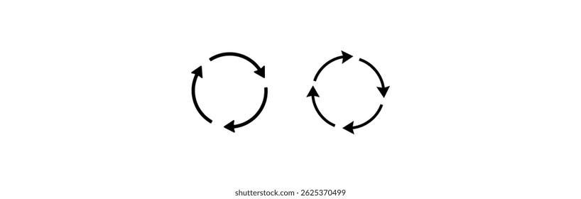 reload symbol icon. Set of circle arrows. Vector elements. Black loading symbol.
