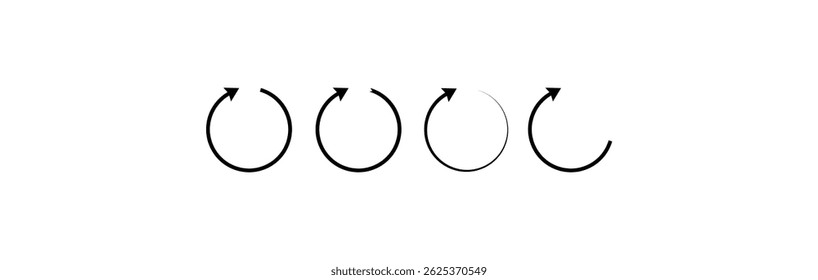 reload symbol icon. Set of circle arrows. Vector elements. Black loading symbol.