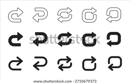 Reload symbol icon set. Refresh symbol button set. Go back arrow icon symbol for recycle, transfer, swap, exchange, processing. Vector stock illustration.