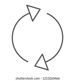 Reload thin line icon, rotation and spin, arrow refresh sign, vector graphics, a linear pattern on a white background, eps 10.