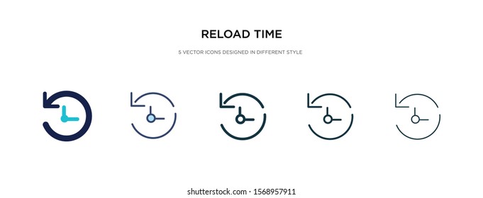 reload time icon in different style vector illustration. two colored and black reload time vector icons designed in filled, outline, line and stroke style can be used for web, mobile, ui