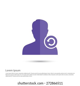 Reload User Icon, pictogram icon on gray background. Simple flat metro design style. half shade cut icon. Flat design style. Vector illustration