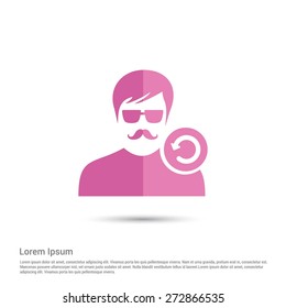 Reload User Icon, pictogram icon on white background. Simple flat metro design style. half shade cut icon. Flat design style. Vector illustration