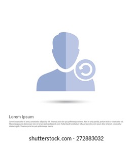 Reload User Icon, pictogram icon on gray background. Simple flat metro design style. half shade cut icon. Flat design style. Vector illustration