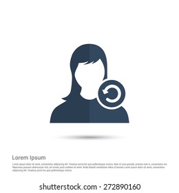 Reload User Icon, pictogram icon on gray background. Simple flat metro design style. half shade cut icon. Flat design style. Vector illustration