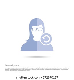 Reload User Icon, pictogram icon on gray background. Simple flat metro design style. half shade cut icon. Flat design style. Vector illustration
