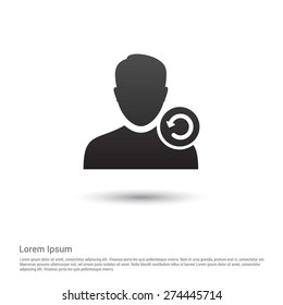 Reload User Icon, pictogram icon on gray background. 