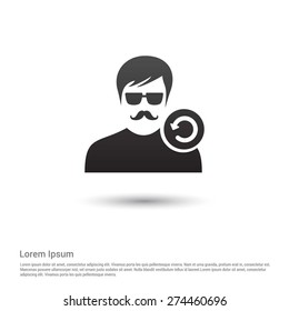 Reload User Icon, pictogram icon on gray background.