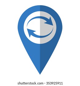 Reload - vector icon; blue map  pointer