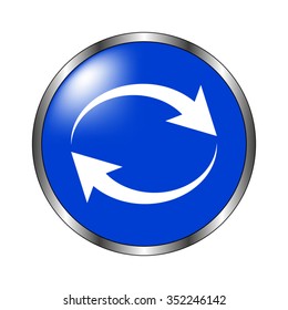 Reload - vector icon on the blue button