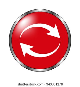 Reload - vector icon on the  red button