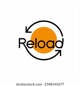 " Reload ' word design with arrow and sun sign illustration.