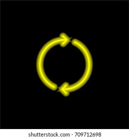 Reload yellow glowing neon ui ux icon. Glowing sign logo vector