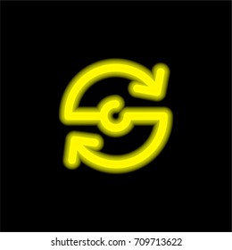 Reload yellow glowing neon ui ux icon. Glowing sign logo vector