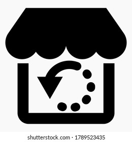 Reloading the online store. Shop and round arrow. Site update. Vector icon.