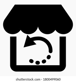 Reloading the online store. Shop and round arrow. Site update. Vector icon.