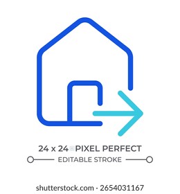 Relocation colorful line ui icon. Home ownership, property. House checkout, rent. Moving out. Real estate. Isolated vector duotone linear symbol. User interface element, pixel perfect