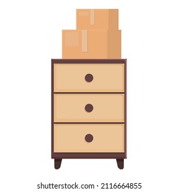 Relocation drawer icon cartoon vector. House move. Home furniture