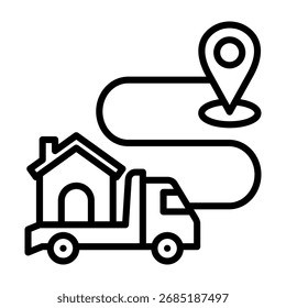 Ilustração de vetor de estilo de linha de ícone de realocação