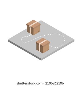 Relocation isometric icon with boxes. Isolated icon. Moving and delivery concept. Modern style