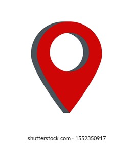 Relocation. Moving sign. Volumetric red vector symbol.