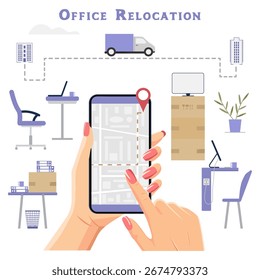 Mudança de endereço de entrega de mudança do Office de relocação