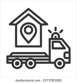 Relocation Outline Icon Vector Illustration