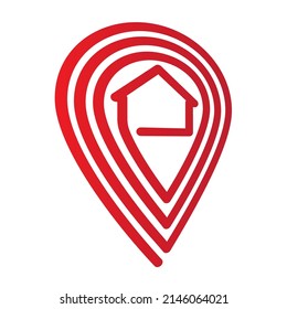 Icono de línea continua de asignación de reubicación e inmuebles