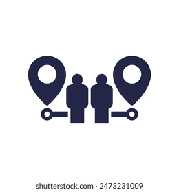relocation, relocate employee icon on white