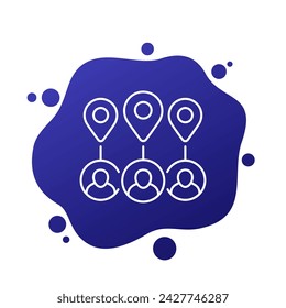 relocation, relocate employee line icon, vector