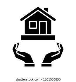 Icono negro de seguridad de reubicación, ilustración conceptual, símbolo plano vectorial, signo de glifo.