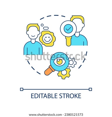 Rely on stereotypes concept icon. Information assessment. Personal prejudice. Confirmation bias sign abstract idea thin line illustration. Isolated outline drawing. Editable stroke. Arial font used