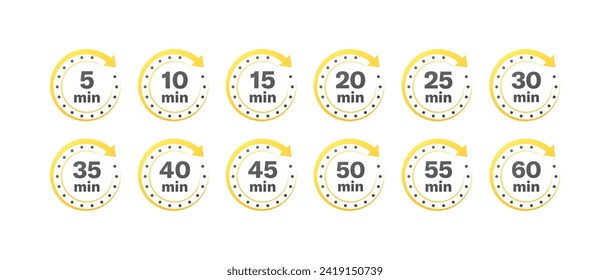 Remaining time icons. Time collection. Vector icons