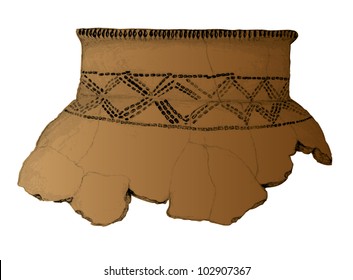 the remains of ancient clay pot