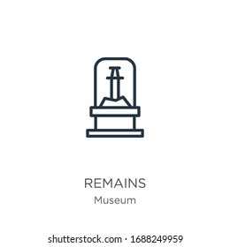 Sigue siendo un icono. La línea delgada permanece como icono de contorno aislado en el fondo blanco de la colección de museos. Signo vectorial de línea, símbolo para web y móvil