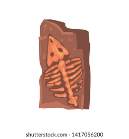 Remains of the Prehistoric Animal in the Earth, Archaeological Artifact Vector Illustration