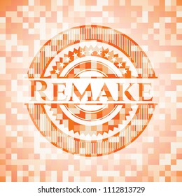  Remake abstract orange mosaic emblem with background