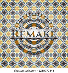 Remake arabic badge background. Arabesque decoration.