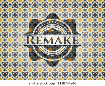Remake arabic style badge. Arabesque decoration.