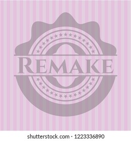 Remake badge with pink background