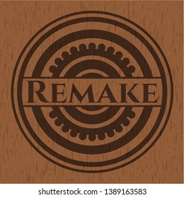 Remake badge with wood background