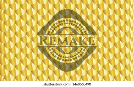 Remake gold emblem. Scales pattern. Vector Illustration. Detailed.