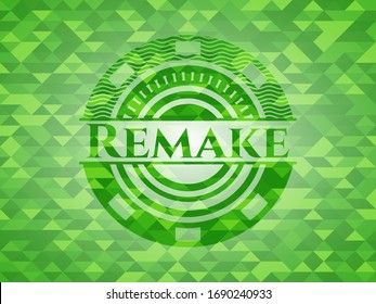 Remake realistic green emblem. Mosaic background. Vector Illustration. Detailed.